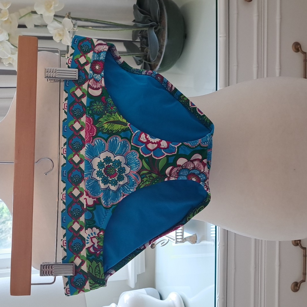 BECCA by Rebecca Virtue Womens  Floral Bikini Bottom Blue‎ Lined Size Small